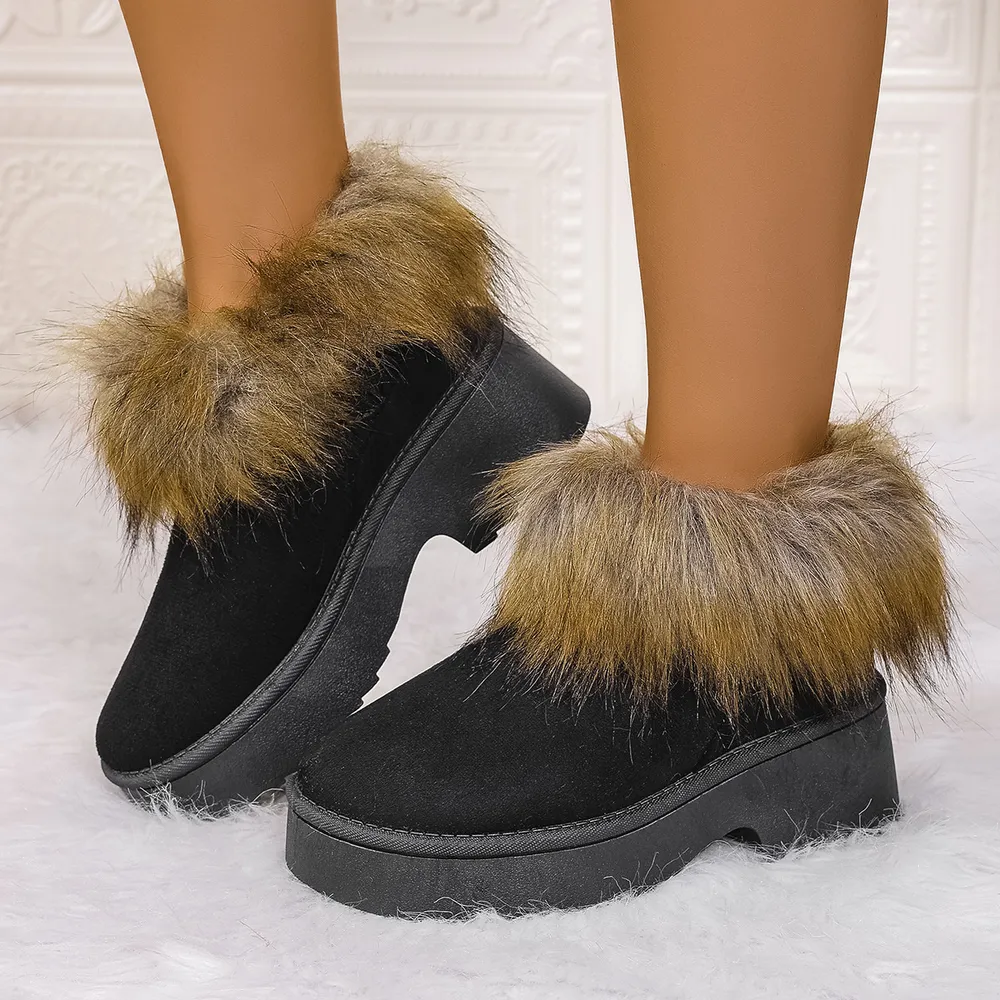Furry Trim Platform Winter Boots, image 2