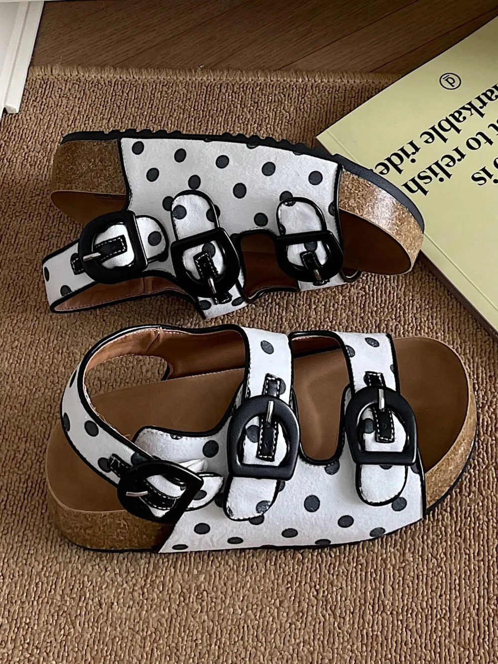 Polka Dot Double Buckle Platform Sandals, image 8