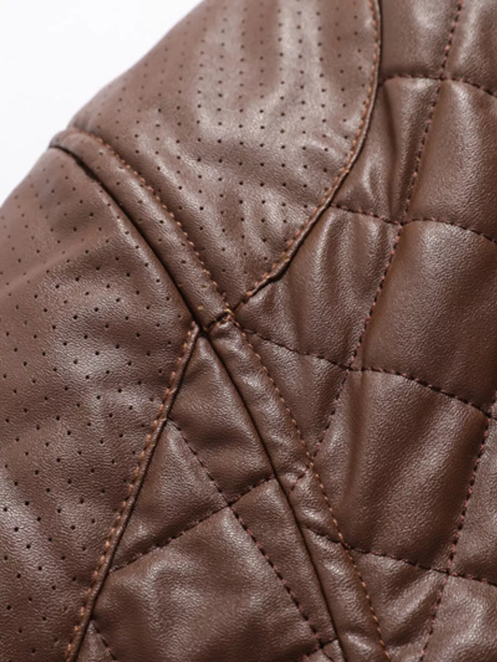 Men's Plus Size Quilted Faux Leather Bomber Jacket, image 4