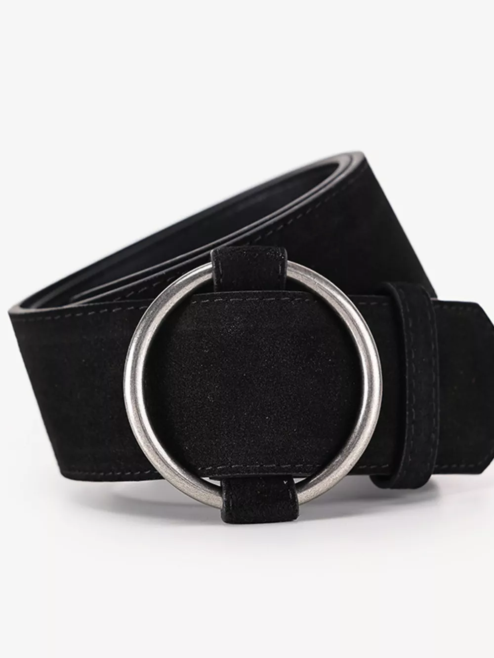Wide Waist Belt with Circle Buckle