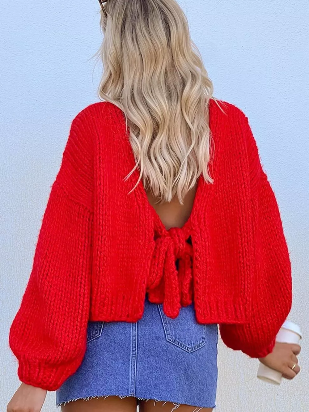 Chunky Knit Tie-Front Cardigan, image 8