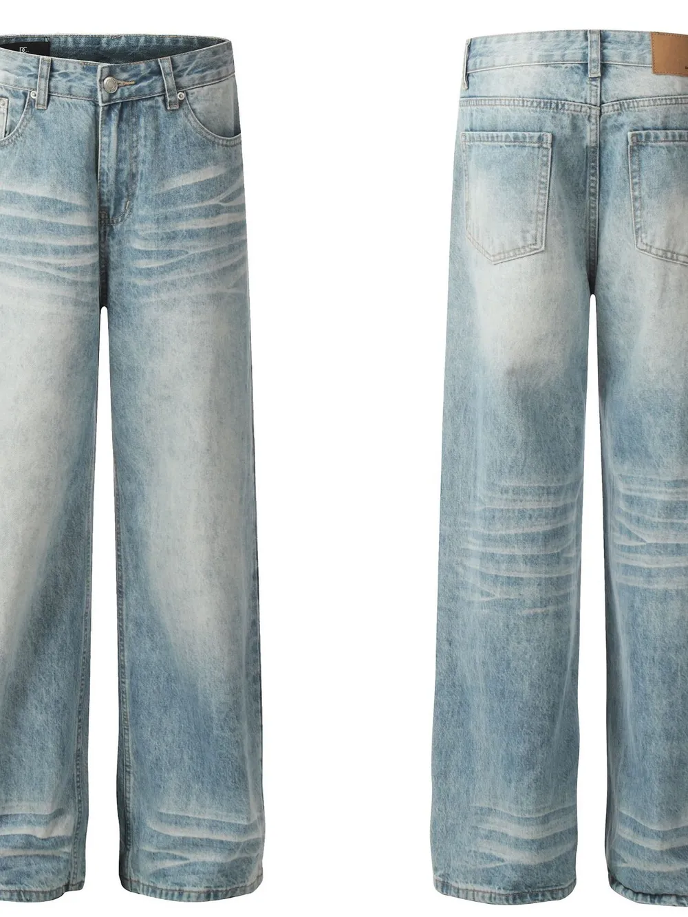 Men's High-Waist Wide Leg Vintage Wash Jeans, image 4