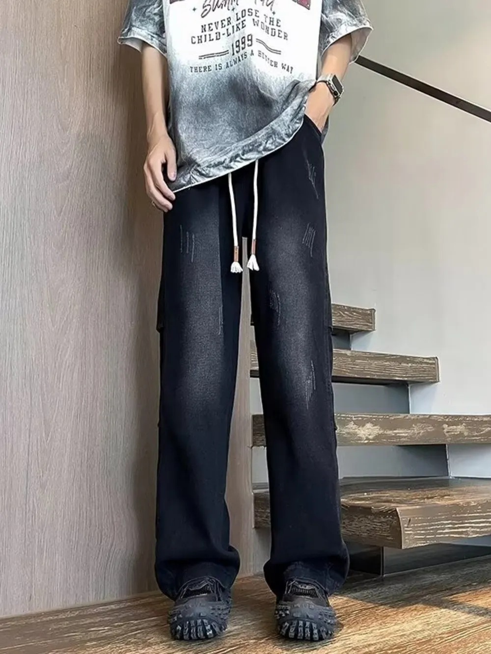 Men's Plus Size Wide Leg Jeans, image 2