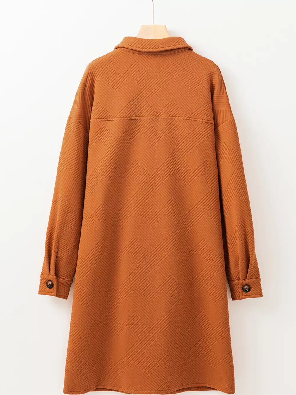 Textured Collared Drop Shoulder Buttoned Front Coat, image 3