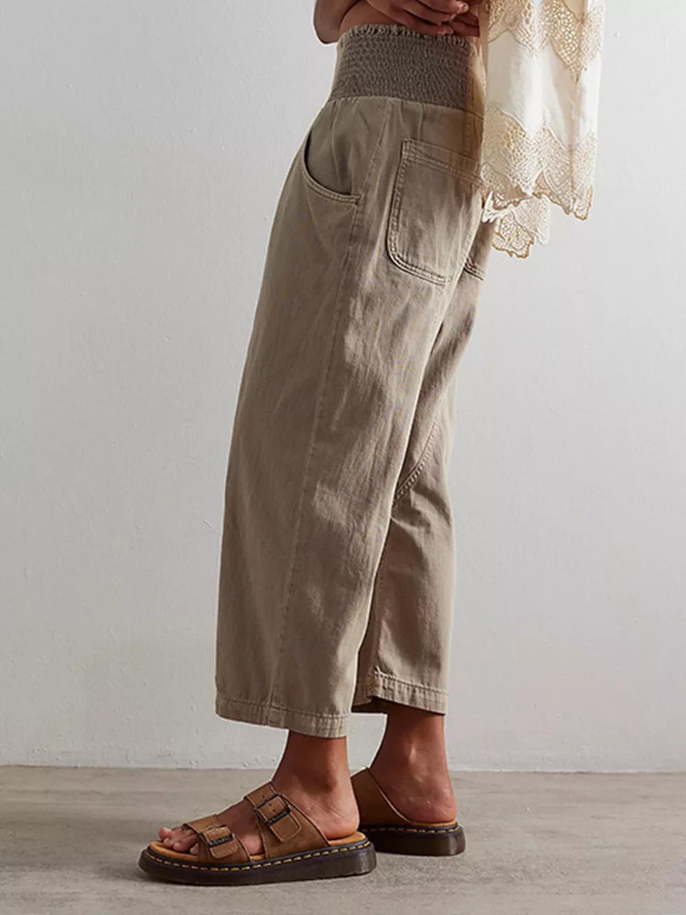 Smocked High-Waisted Wide Leg Jeans, image 6