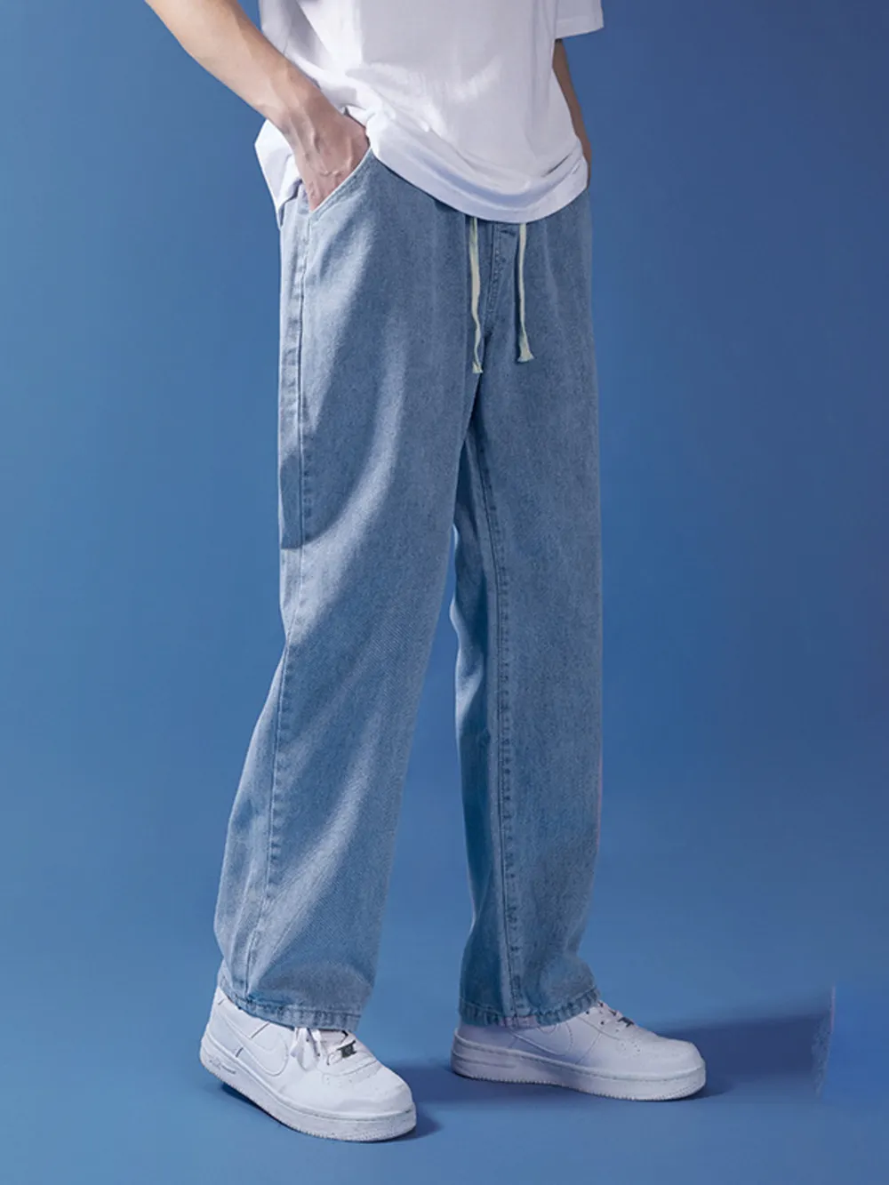 Men's Full Size Drawstring Relaxed Fit Jeans Plus Size, image 8