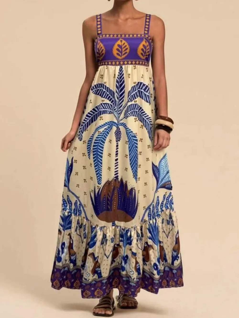 Tropical Print Maxi Cami Dress, image 5