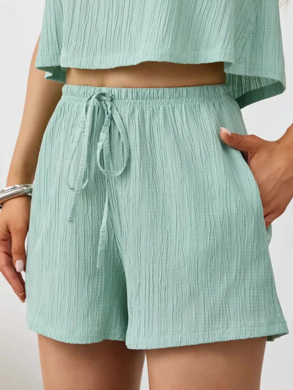 Textured Round Neck Tank and Shorts Set, image 29