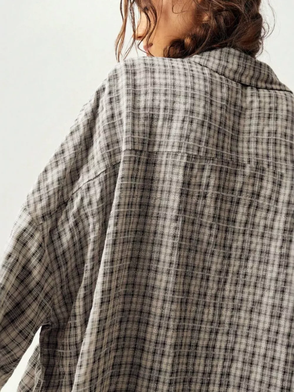 Oversized Plaid Button-Down Shirt, image 10