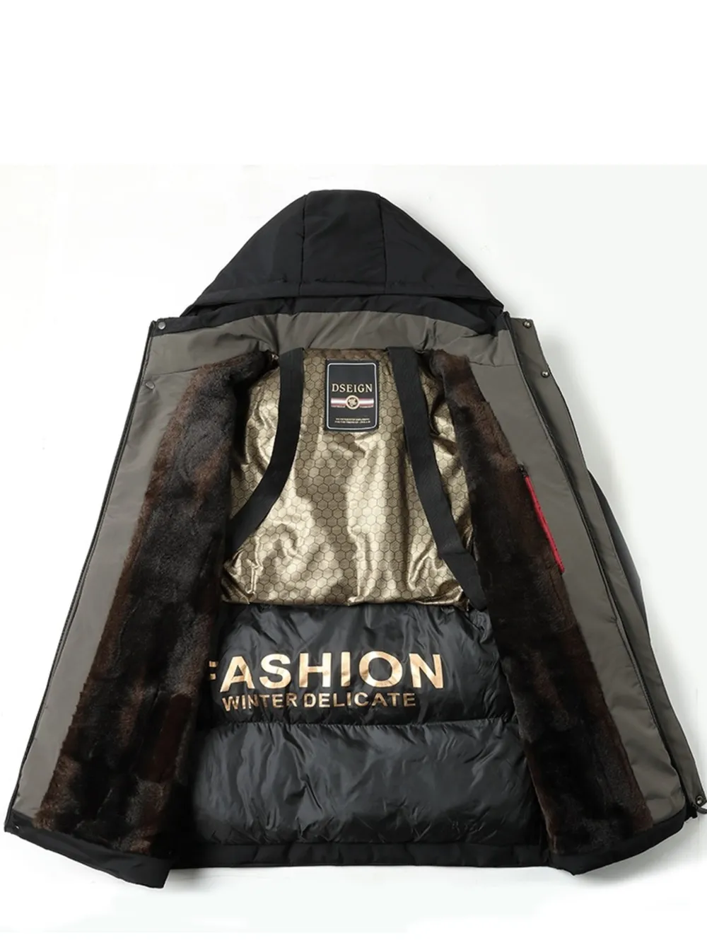 Men's Plus Size Thermal Lining Hooded Winter Coat, image 4