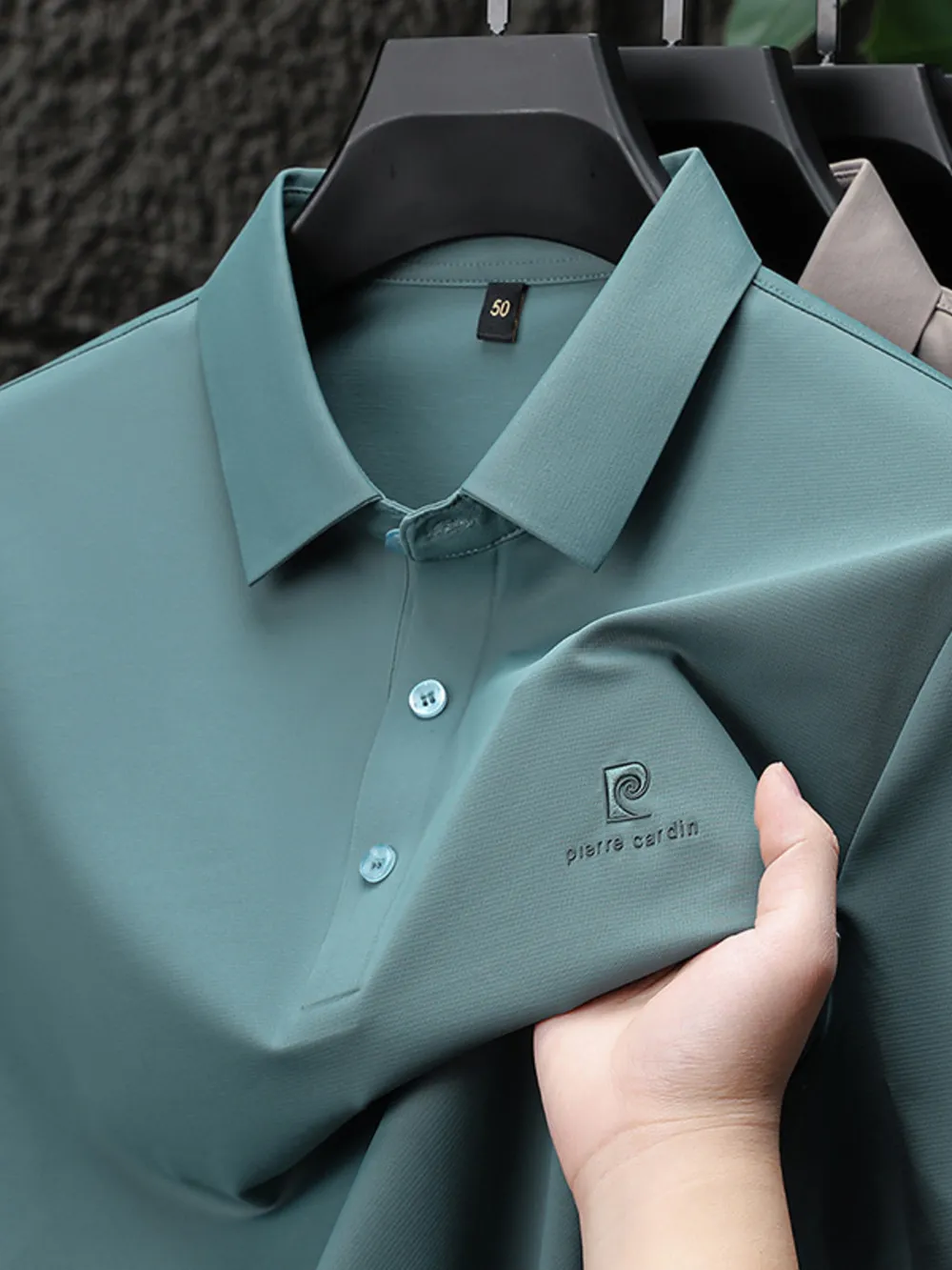 Men's Plus Size Button Detail Short Sleeve Polo, image 3