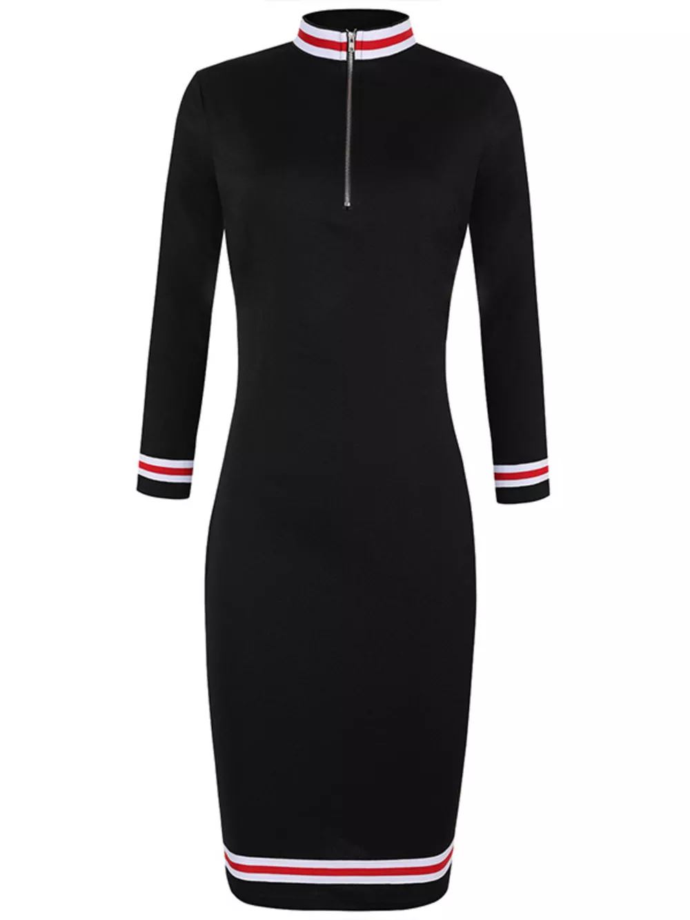 Striped Long Sleeve Bodycon Midi Dress, image 3