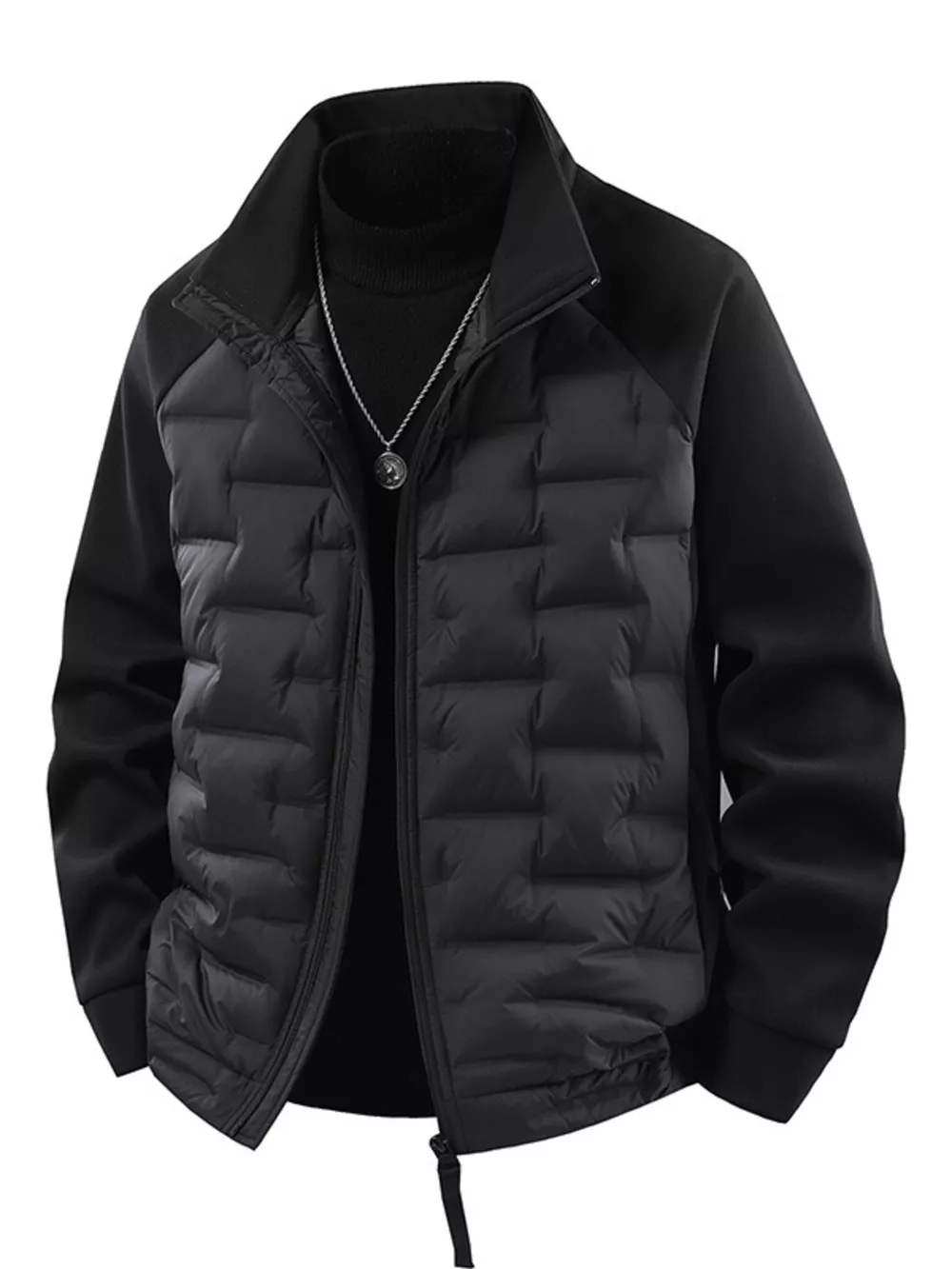 Men's Plus Size Lightweight Padded Stand Collar Jacket