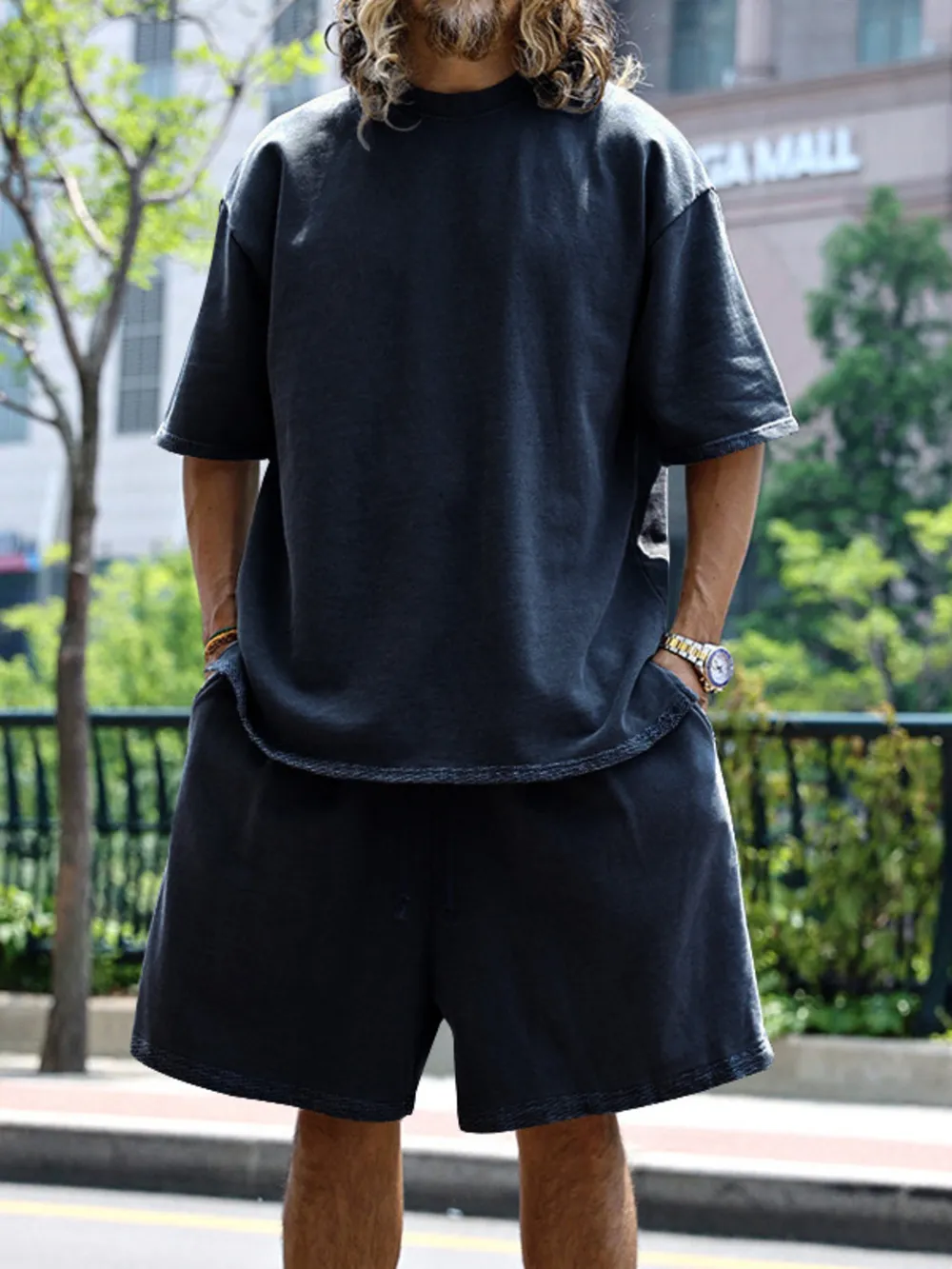 Men's Full Size Round Neck Short Sleeve Top and Shorts Set Plus Size, image 11