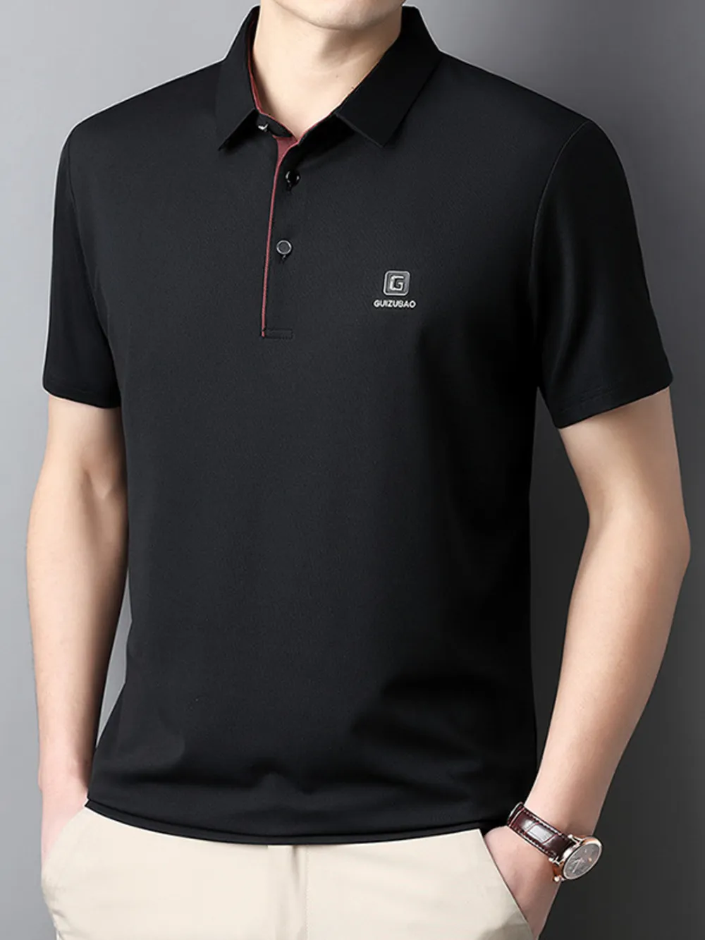 Men's Full Size Button Detail Short Sleeve Polo Plus Size, image 7