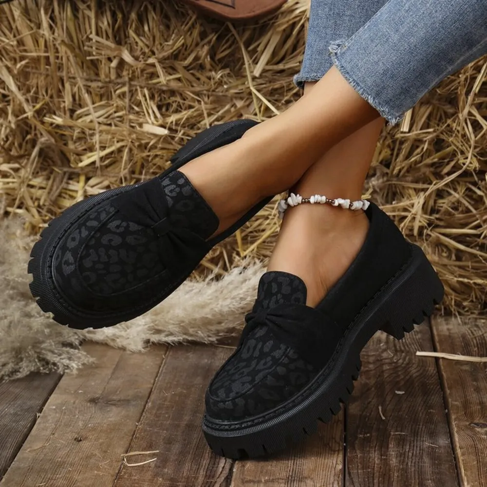 Leopard Round Toe Platform Slip-Ons, image 4