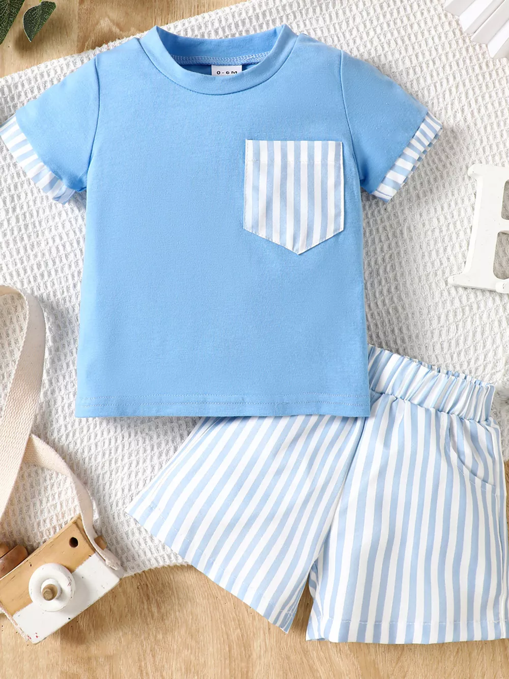 Children's Striped Pocket Tee and Shorts Set, image 8