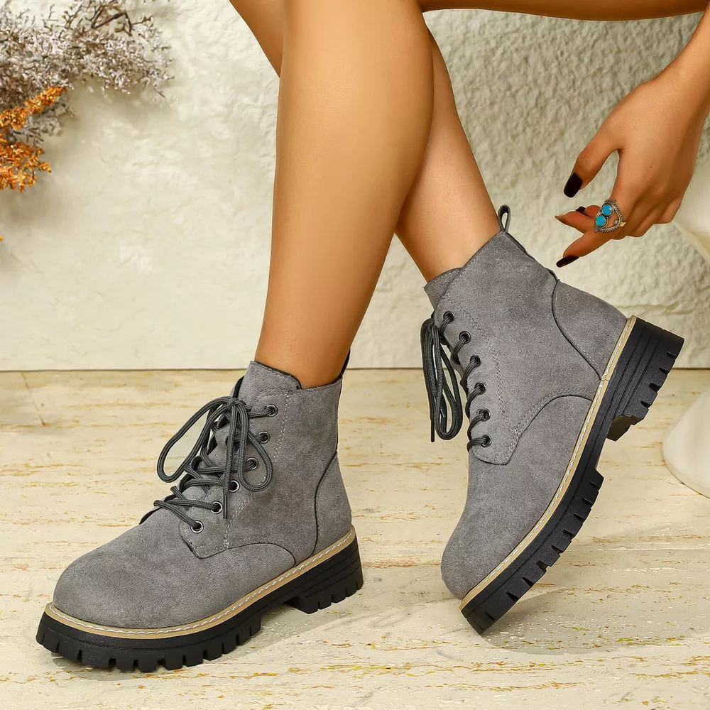 Round Toe Lace Up Boots, image 18