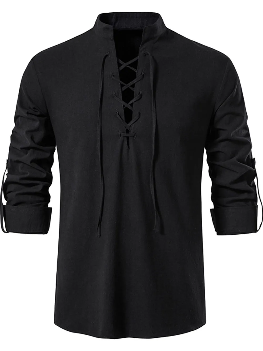 Men's Lace Up Long Sleeve Blouse