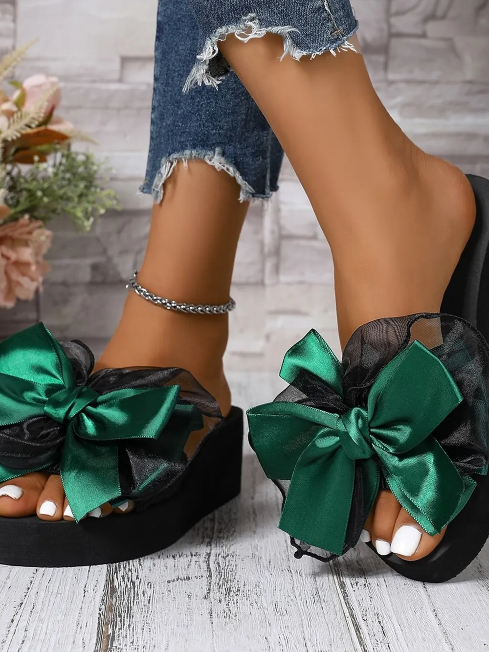 Bow-Tie Platform Wedge Sandals, image 5