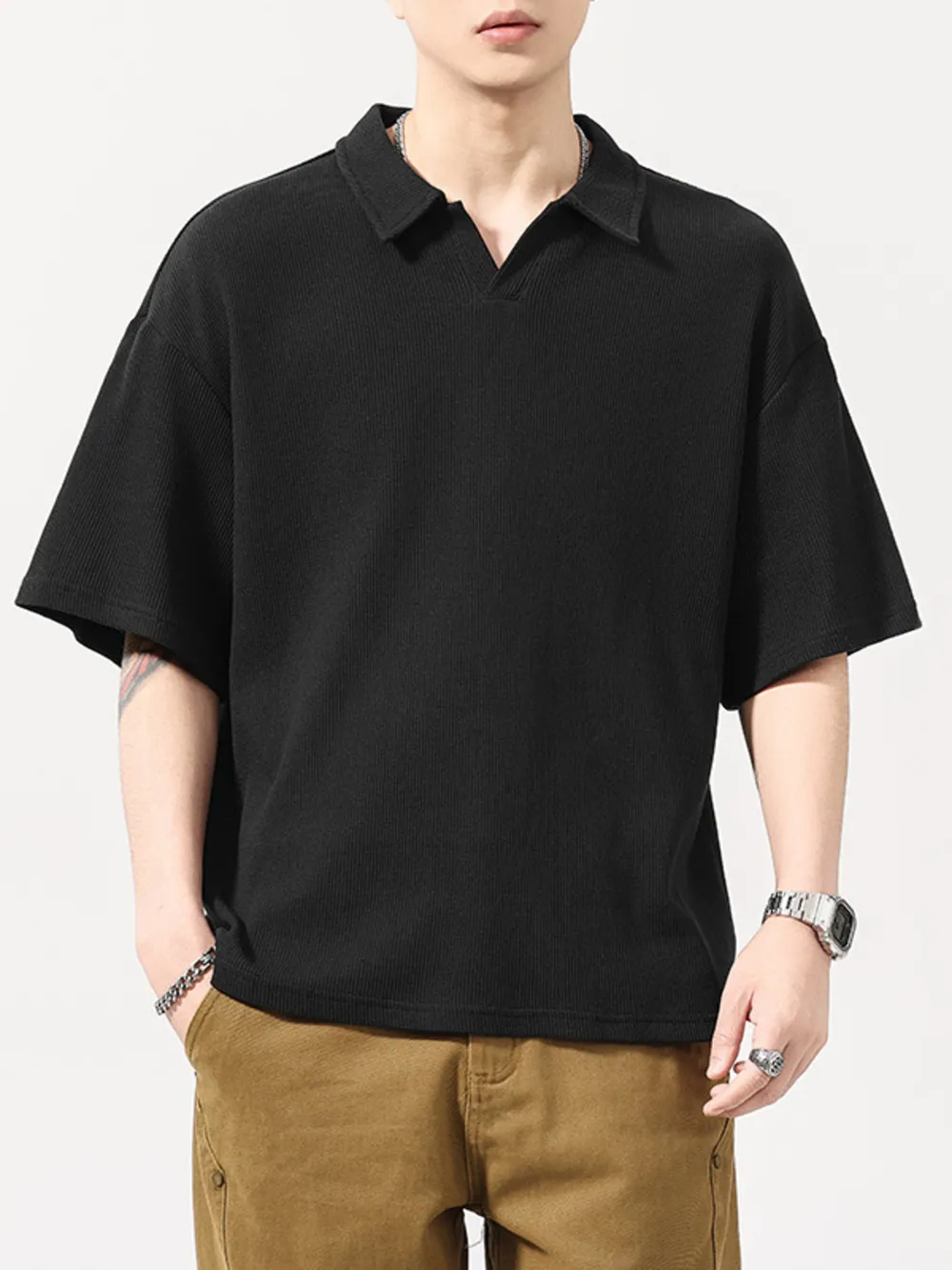 Men's Plus Size Collared Neck Half Sleeve Polo
