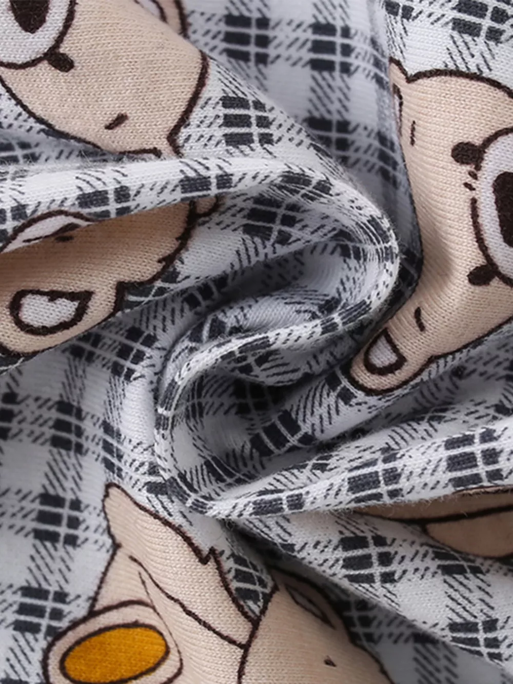 Children's Plaid Bear Print Crew Neck Short Sleeve T-Shirt, image 2