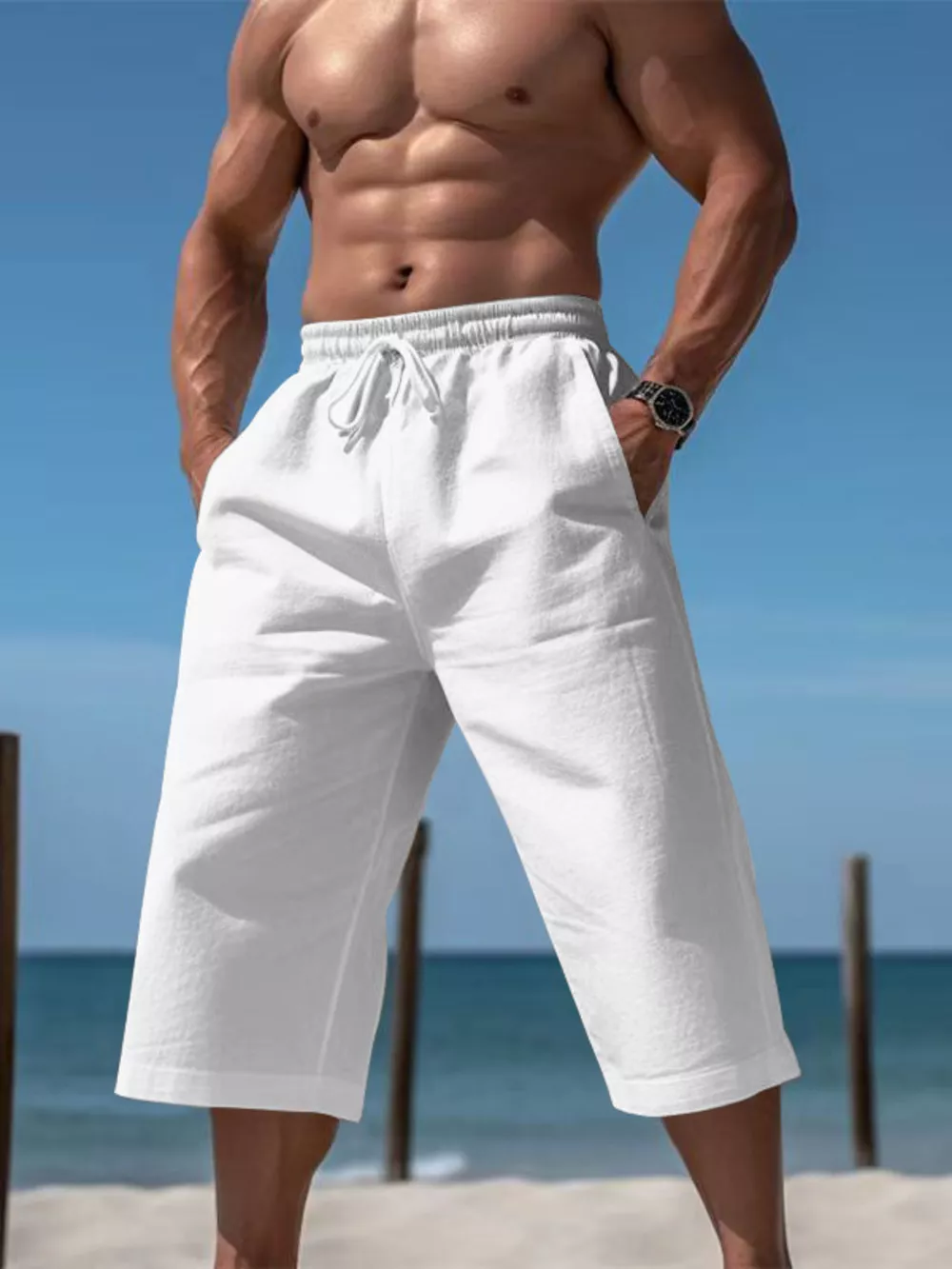Men's Full Size Casual Drawstring Cropped Pants Plus Size, image 9