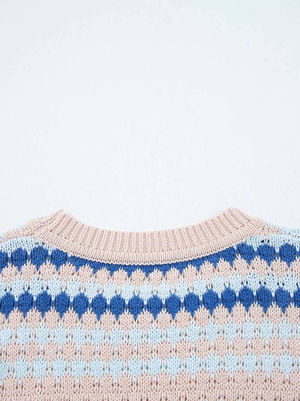 Stripe Eyelet Patterned Drop Shoulder Sweater, image 8