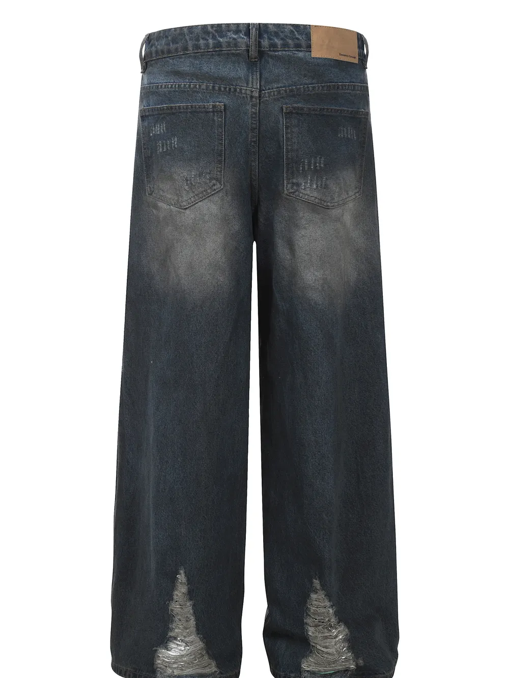 Men's Distressed Wide-Leg Wash Jeans, image 3