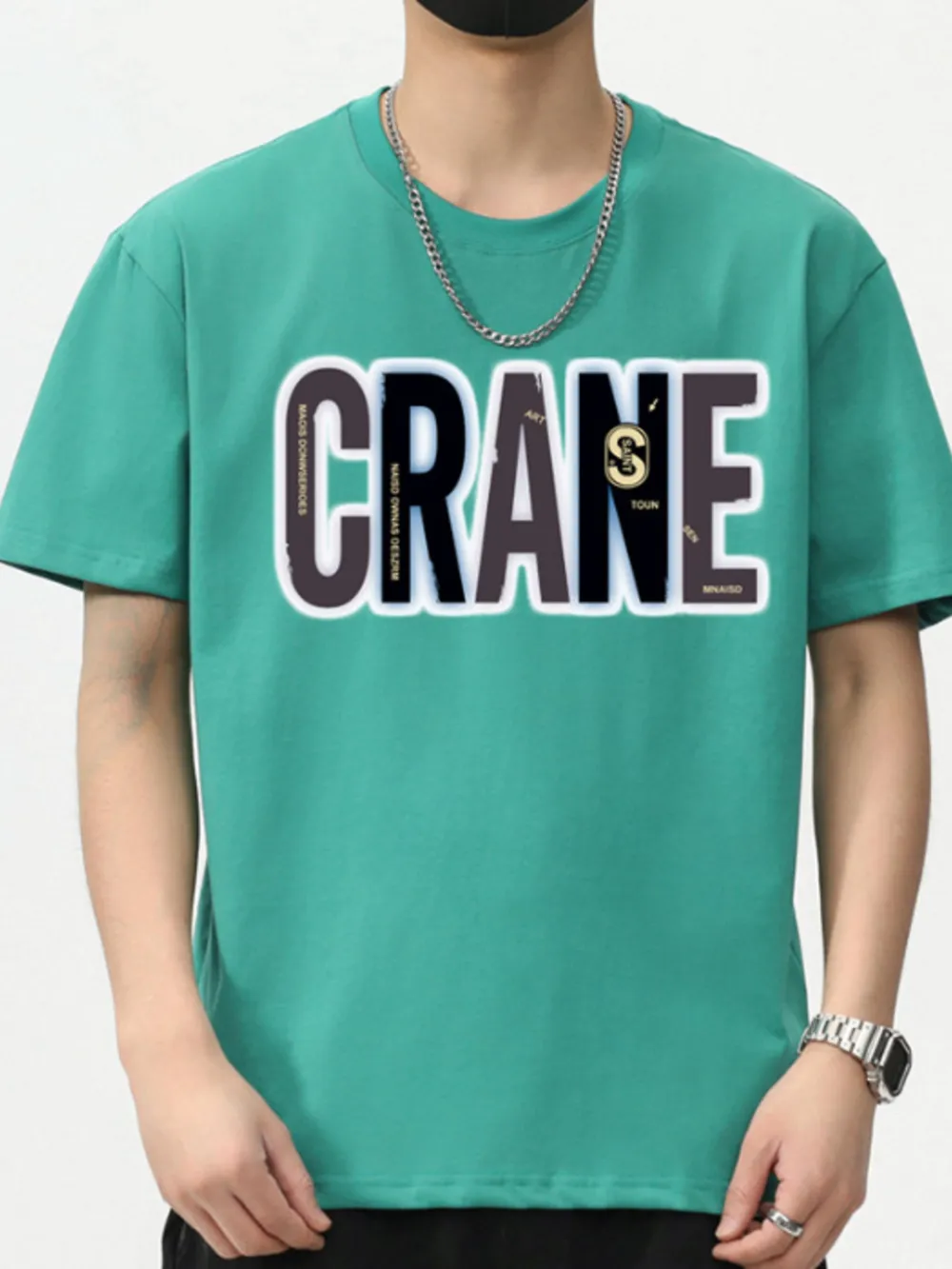 Men's Plus Size Letter Round Neck Short Sleeve T-Shirt, image 2