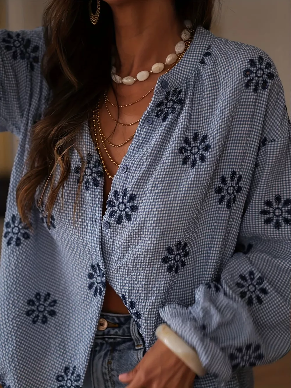 Floral Textured Button Up Shirt, image 3