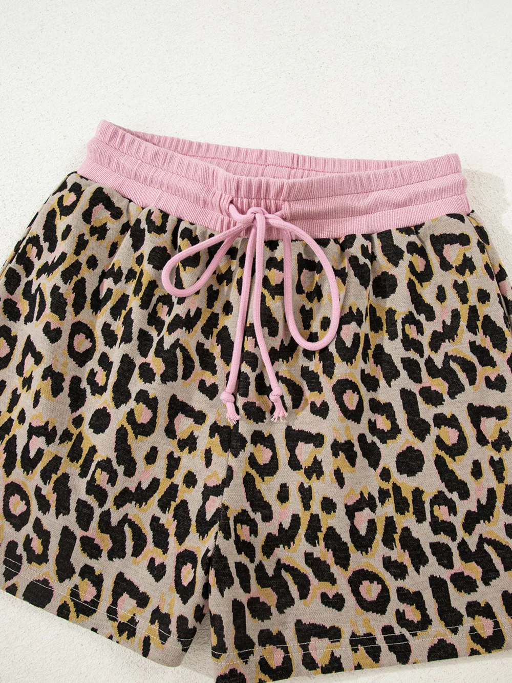 Leopard Print Contrast Edge Long Sleeve Pullover Shorts Set, image 4