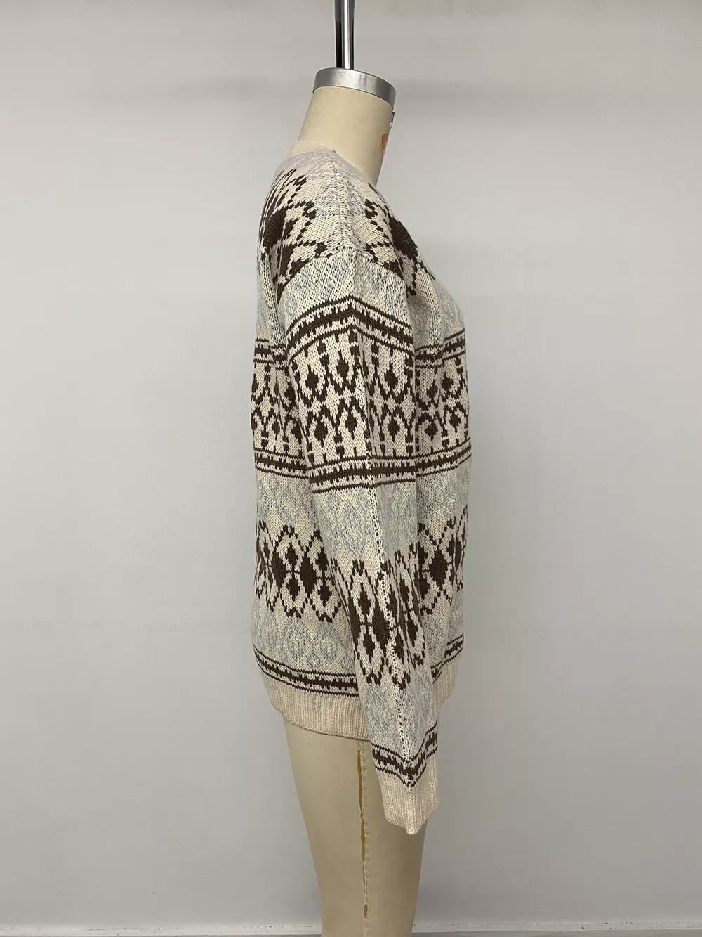 Fair Isle Pattern Crew Neck Sweater, image 13
