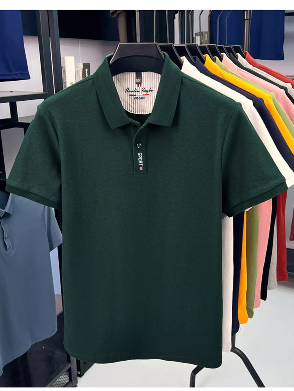 Men's Plus Size Button Detail Short Sleeve Polo, image 5