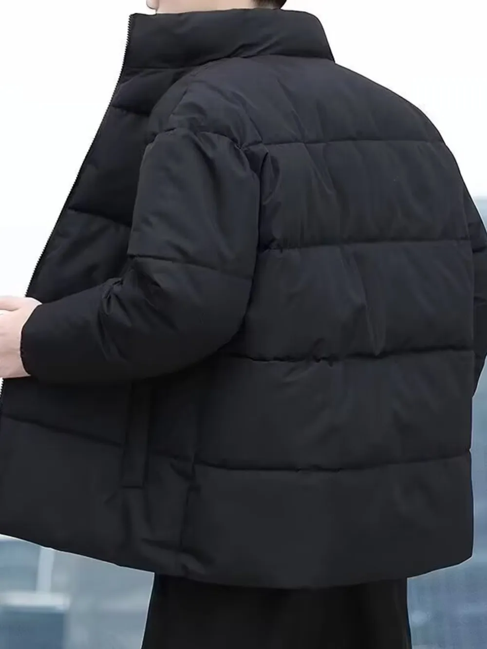 Men's Plus Size Quilted Zip Up Winter Coat, image 9