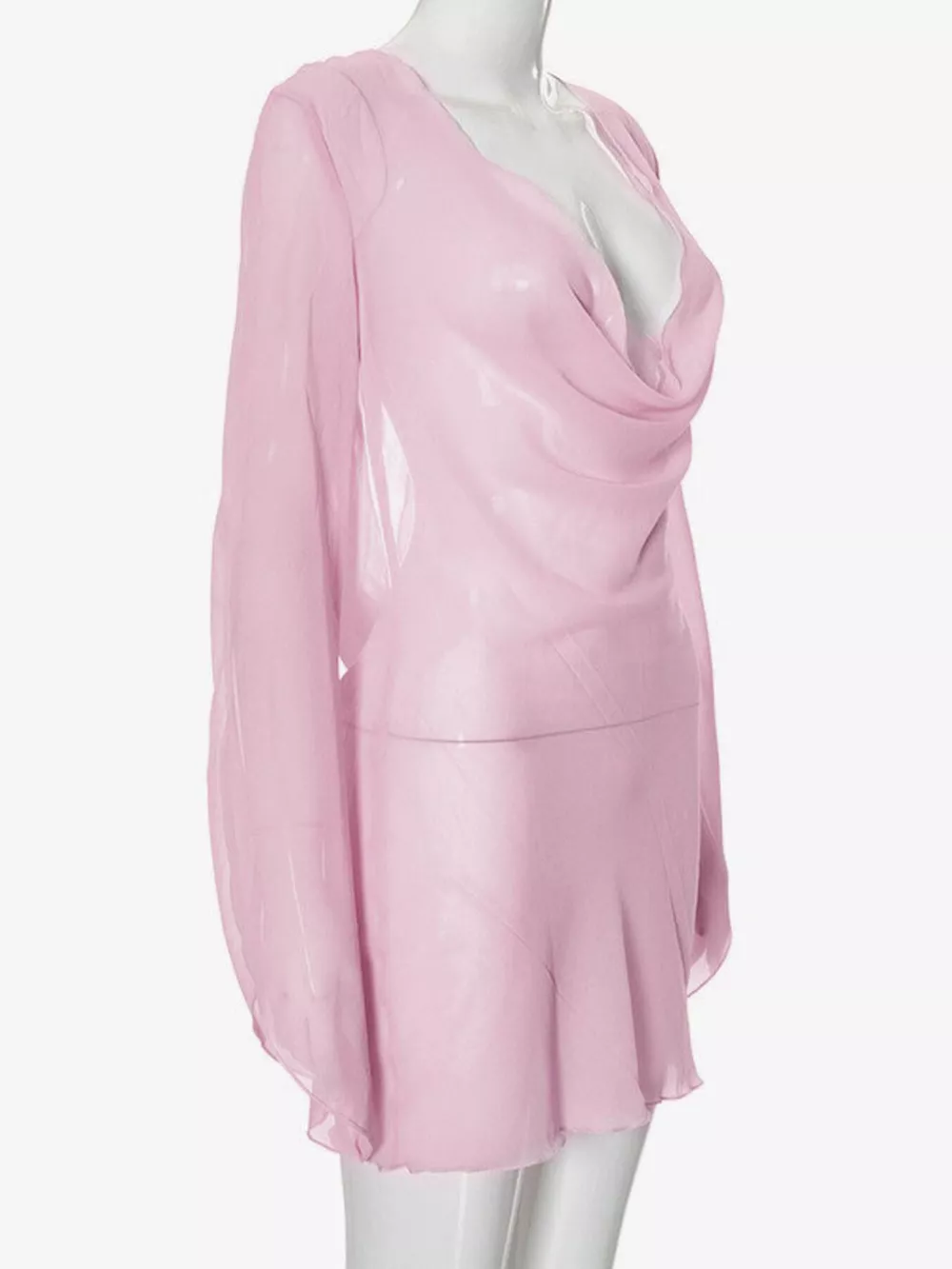 Sheer Chiffon Plunge Mini Dress, image 8