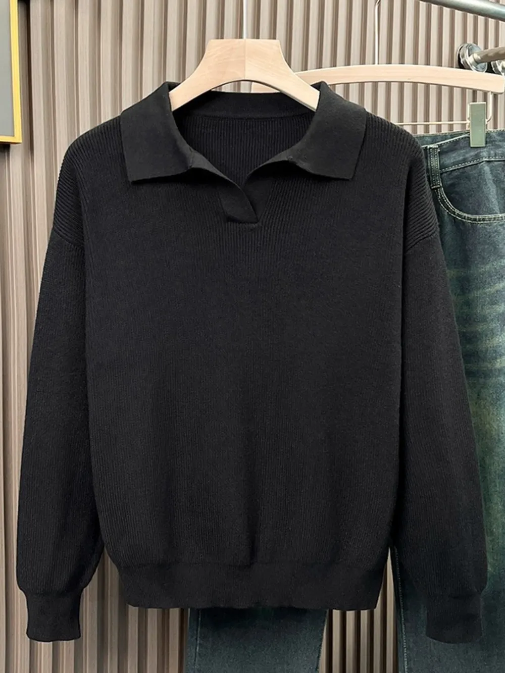 Men's Plus Size Classic Collar Knitted Sweater
