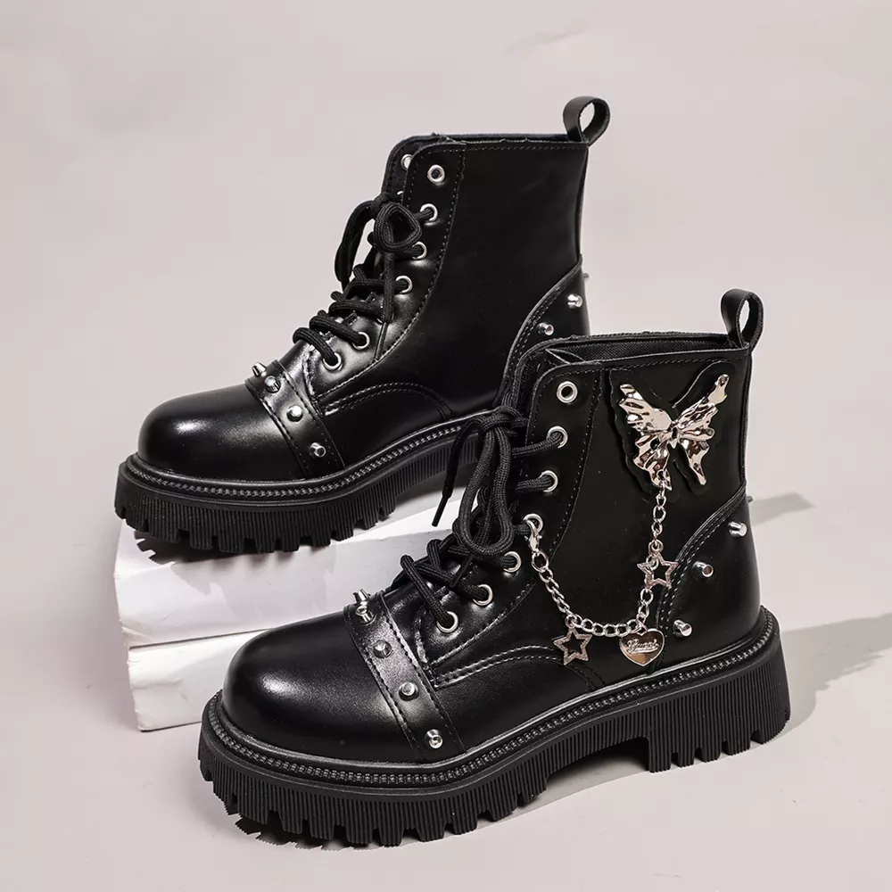 Round Toe Lace Up Boots, image 4