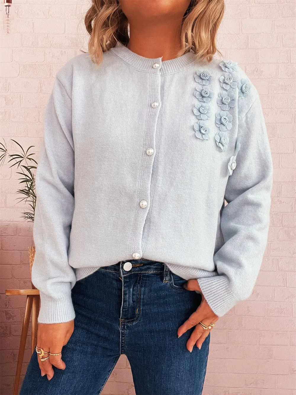 Flower Button Up Long Sleeve Cardigan, image 18