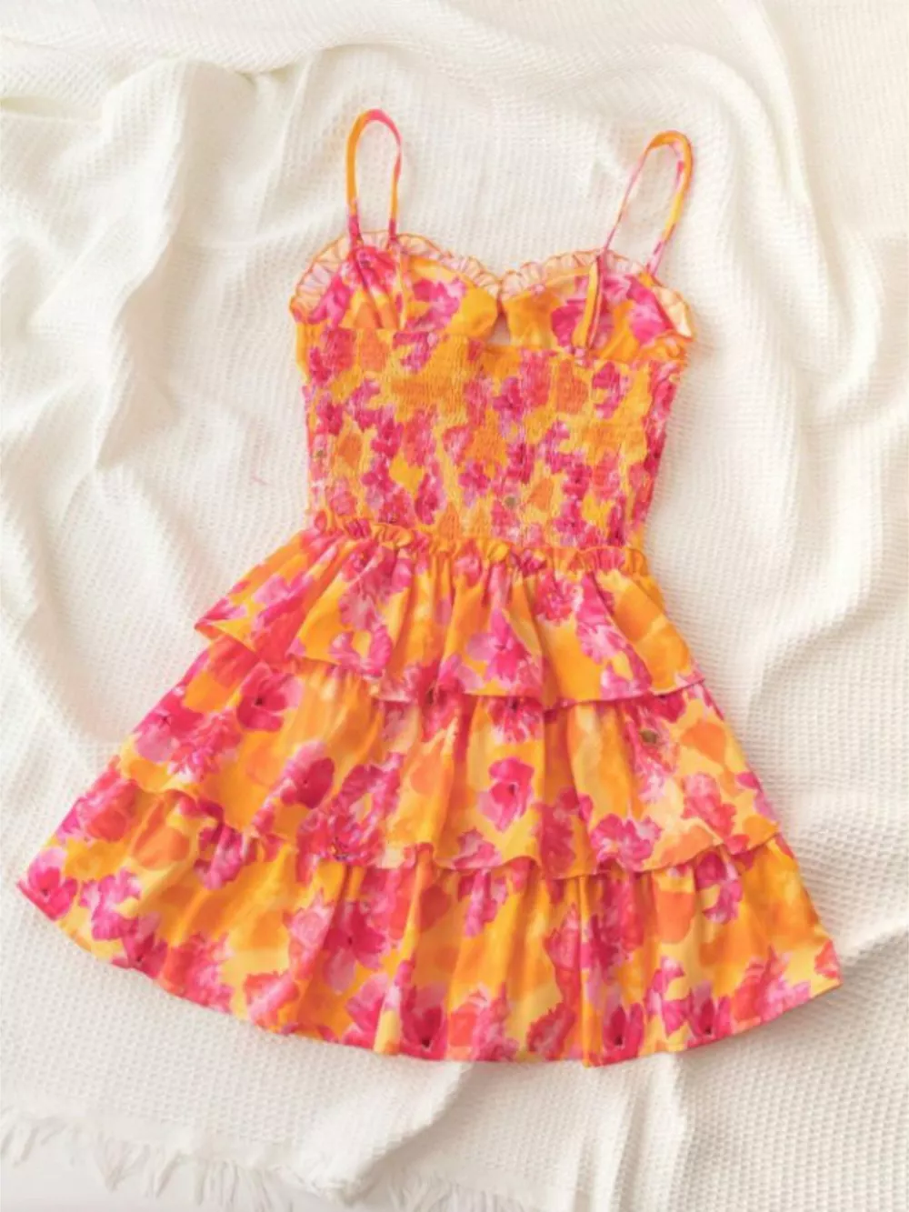Cutout Floral Print Ruffle Layered Mini Dress, image 6