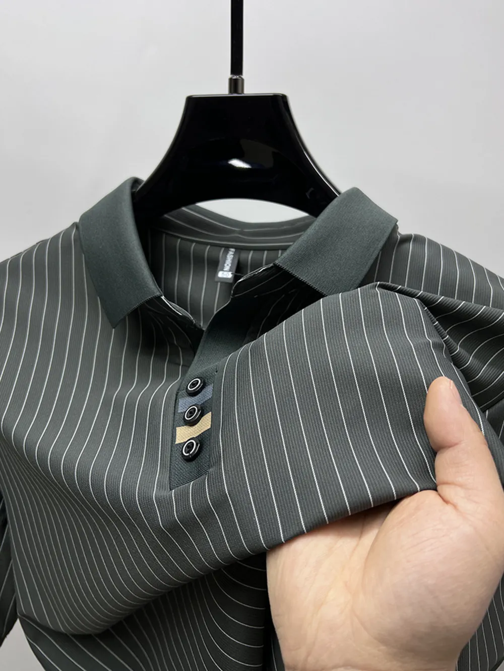 Men's Plus Size Striped Short Sleeve Polo, image 6