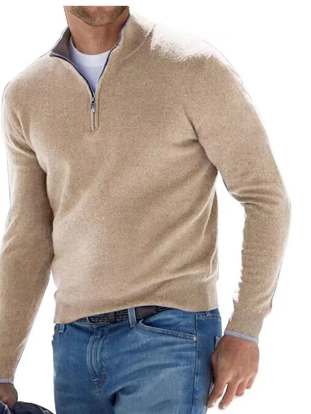 Men's Full Size Quarter-Zip Long Sleeve Sweater Plus Size, image 7