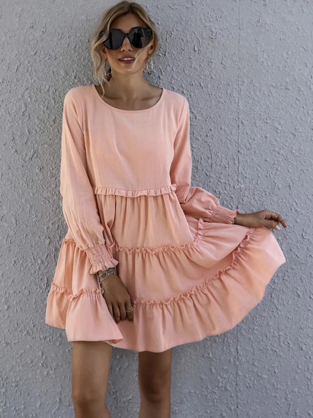 Ruffle Tiered Long Sleeve Mini Dress, image 14