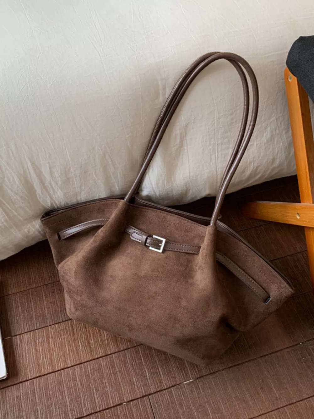 Solid Color Buckle Tote Bag, image 6