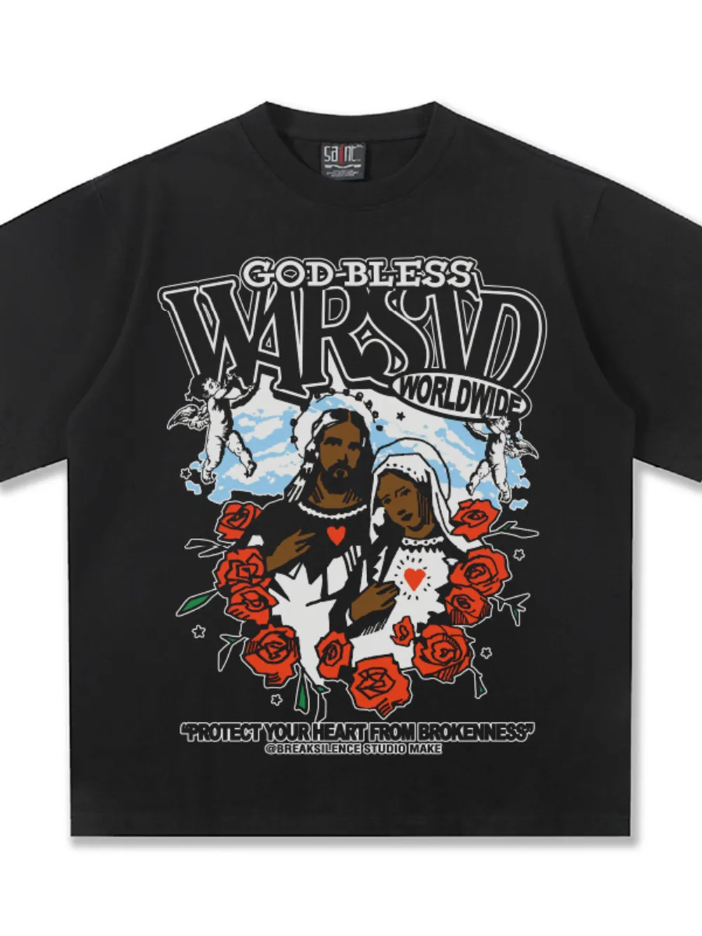 Men's God-Bless Graphic Print Vintage Wash T-Shirt, image 8