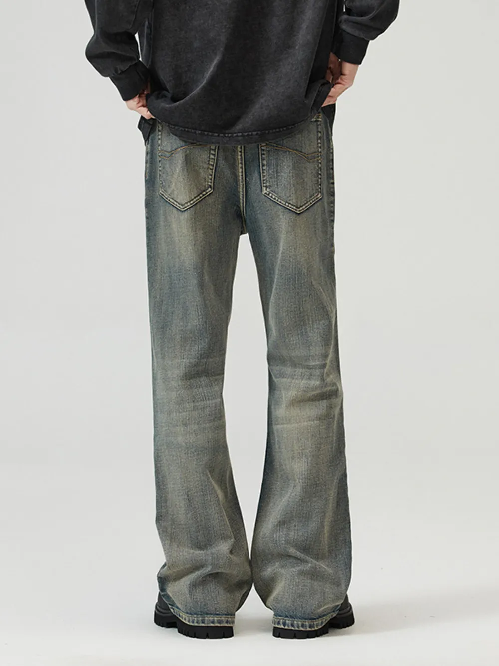 Men's Full Size Vintage Wash Wide Leg Jeans Plus Size, image 5