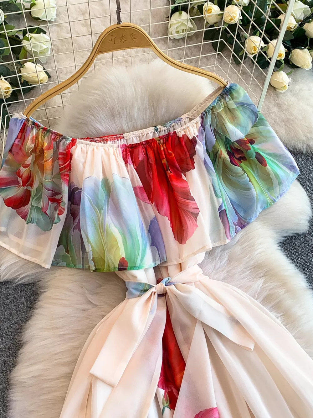 Floral Off-Shoulder A-Line Dress, image 8