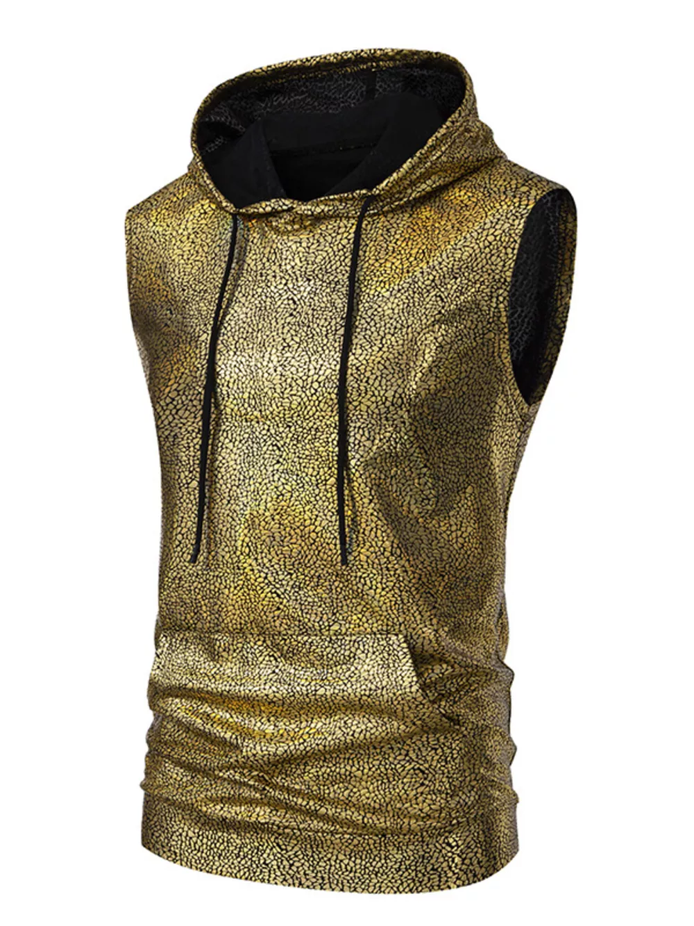 Men's Drawstring Sleeveless Hooded Top, image 8