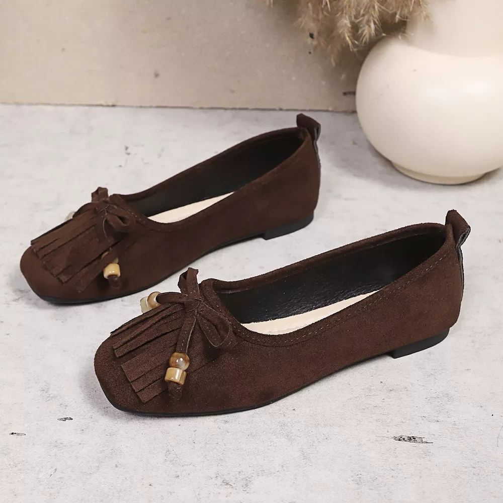 Suede Fringe Slip-Ons, image 4