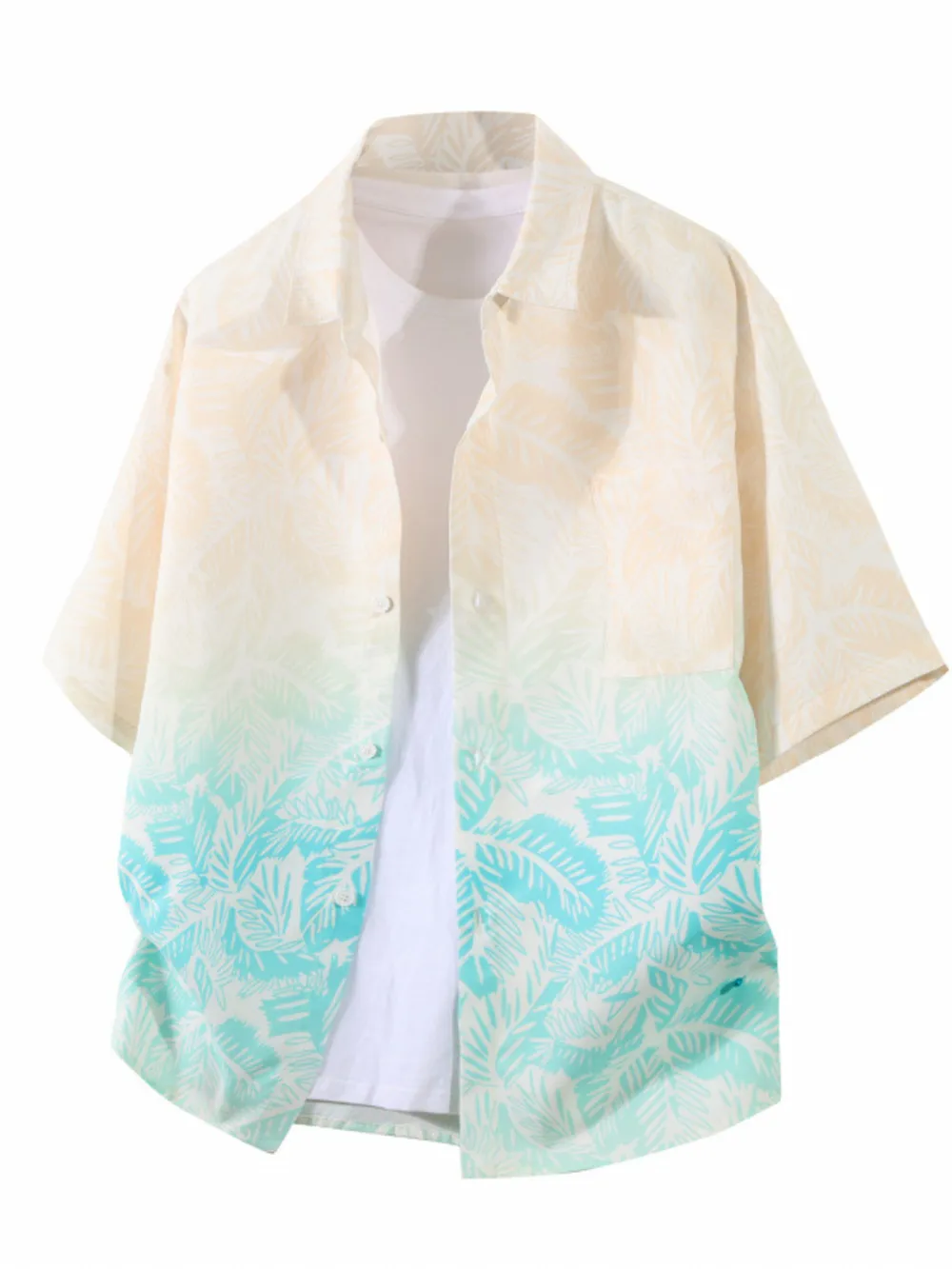 Men's Plus Size Tropical Print Short Sleeve Casual Shirt, image 2